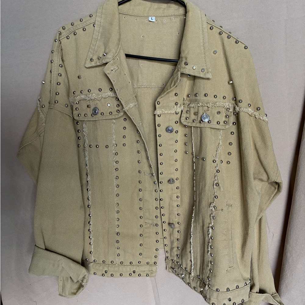 Studded Tan Denim Jacket